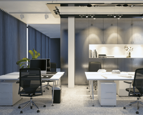 Expert interior finishing company in Jeddah painting a modern office space