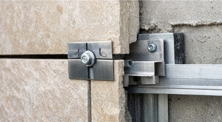 stone facade stainless steel clips fixing and installation and cladding in jeddah